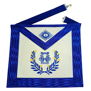 Freemason Apron Collar <b>Gloves</b> Set Embroidered Blue White Masonic Regalia Classical Style Organist Officer Set - Product Image 6