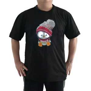 T-shirt à manches courtes noir pour homme avec imprimé de dessin animé, col rond, coupe classique, style décontracté, tissu jersey imprimé numériquement, 100% polyester - Product Image 5