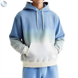 Customize <b>Pink</b> Spandex/Polyester Fleece Solid Acid <b>Sweatshirt</b> Long Sleeved Hoodies Embroidered Beaded Pockets Loose Fit <b>Men's</b> - Product Image 2