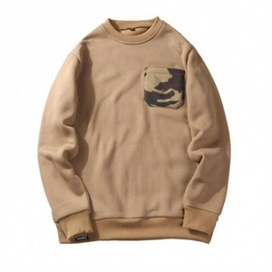 Sweat-shirt à col rond pour homme, vert olive, coupe classique, couleur unie, style décontracté, 100% coton, tricoté en French Terry - Product Image 6