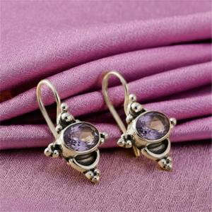 Pendientes de Plata de Ley 925 con Amatista de Art Palace para Mujer, Hipoalergénicos, con Colgante de Rajastán, con Regalo de Joyería - Product Image 3