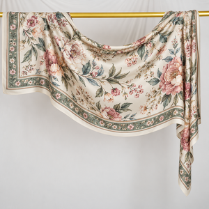 Pañuelo Cuadrado de Seda para Mujer, Estampado Floral Rojo, Pañuelo de Moda para la Cabeza, Chal para Damas - Product Image 3