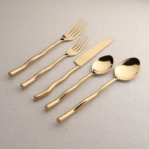 Brilliant <b>gold</b> <b>cutlery</b> with textured honeycomb handles. Glamorous, fine and radiant for kitchen use Available at wholesale price - Product Image 2
