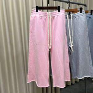 Manufacturer Custom Blank Baggy Wide Leg Terry Cotton Cropped Sweatpants <b>Three</b>-<b>quarter</b> Length Long Sweat <b>Shorts</b> <b>Men</b> - Product Image 3