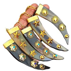 Meilleur collier en corne de boeuf de buffle à la mode Bijoux en os de style animal poli avec perles de conception naturelle Cadeaux de mariage pour femmes filles - Product Image 1