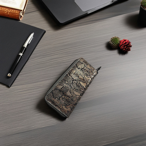 Portefeuille en cuir moderne et élégant fait à la main, carte de fantaisie mince, fermeture à glissière, blocage RFID, longue pierre multicomposant - Product Image 6