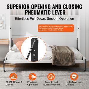 Kit Letto a Scomparsa Deluxe Full-Size Fai-da-te, Hardware Meccanico Rinforzato con Leva Pneumatica, Supporto Pieghevole a C per Mobili - Product Image 5