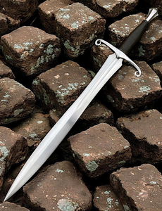 Hand Forged Elven Fantasy <b>Sword</b> With Curved Guard & Leather Sheath | Medieval Short <b>Sword</b> | Display <b>Sword</b> Gift for Boyfriend, - Product Image 3