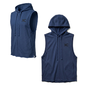 Camiseta sin mangas con capucha de mezcla de algodón con LOGO personalizado, estampada, talla grande, lisa, para hombre, para entrenamiento deportivo, ropa deportiva informal. - Product Image 2