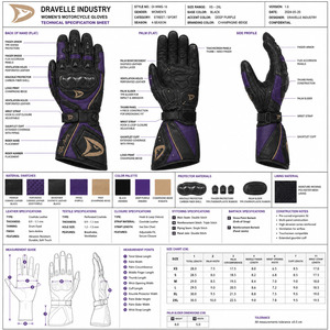 Avery Leather Racing Gloves Full Finger Purple Black Adjustable Wrist <b>Strap</b> Breathable Unisex Riding - Product Image 6
