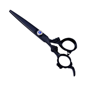 Ciseaux de coiffure professionnels noirs pour salon de coiffure avec vis en cristal - Product Image 2