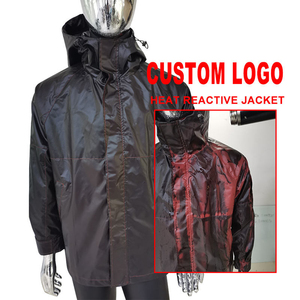 Chaqueta de Invierno con Capucha Termosensible para Hombre, Color Negro, Cierre Frontal con Cremallera, Logotipo, Fibra de Poliéster, Cambio de Color, Cortavientos - Product Image 2