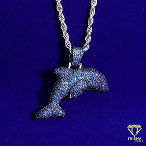 Colgante Hip Hop Personalizado de Animales Marinos para Hombre con Diamantes Moissanite Engastados a Mano y Plata 925 - Product Image 3
