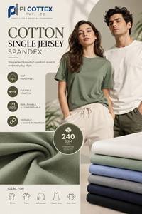 Tissu jersey simple en coton 240 GSM de qualité supérieure, 92% coton, 8% élasthanne, tissu extensible doux et respirant en vente - Product Image 2
