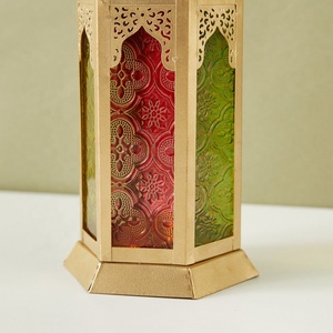 Lanternes à bougies en verre et métal de style marocain colorées en gros pour la décoration de la maison pour l'Aïd Moubarak Ramadan - Product Image 4