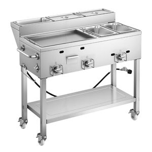 Griglia Commerciale a Propano per Esterni con 3 Bruciatori (11.600 BTU Ciascuno) in Acciaio Inossidabile, Doppia Griglia Professionale per Riscaldamento e Cottura Alimenti Formato 1/3 - Product Image 1