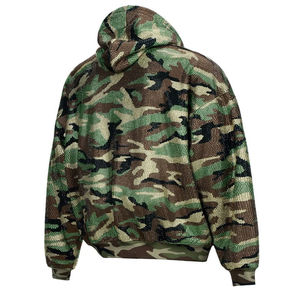 Sweat à capuche zippé camouflage avec strass pour homme |   Veste streetwear camouflage |   Fabricant de logos personnalisés OEM - Product Image 4