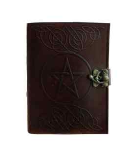 Leather <b>Book</b> of Shadows Journal, Celtic Pentagram <b>Notebook</b>, Wiccan Grimoire Diary, Pagan Spell <b>Book</b>, Embossed Leather Writing - Product Image 6