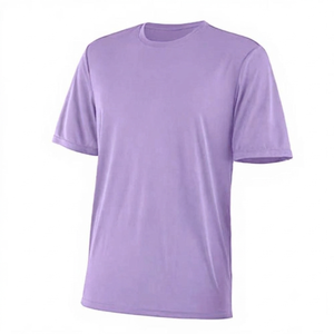 T-shirt en jersey de coton bleu clair à manches courtes et col rond pour homme, coupe classique, couleur unie, tissu tricoté respirant - Product Image 4