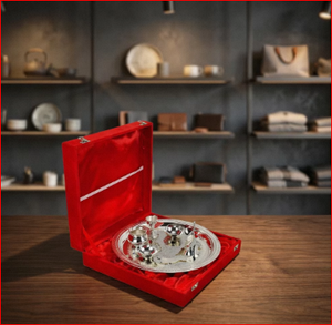 Coffret Cadeau Thali Aarti en Argent pour Pooja, Fait Main en Laiton avec Motif Gaufré, Logo Personnalisé, Marque M/S LIMITLESS HUNCH pour le Nouvel An Chinois - Product Image 4