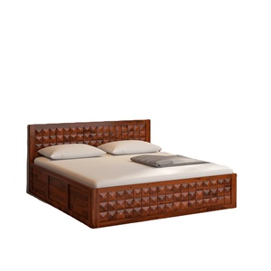 Lit Paulo en bois massif avec finition marron de haute qualité pour la chambre à coucher - Product Image 1