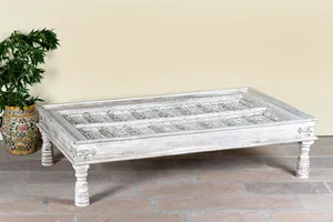 Mesa de Centro Rectangular de Madera Maciza Tallada a Mano, Muebles Rústicos de Estilo Campestre para Sala de Estar, Comedor, Hogar, Hotel, Decoración - Product Image 4