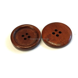 Ropa de lujo Botones decorativos Flatback para abrigos Chaquetas Cuernos Patrón de diseño personalizado Botones planos de madera natural de 4 agujeros - Product Image 1