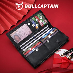 BULLCAPTAIN Portefeuille long en cuir véritable pour homme, luxe, cuir de crocodile, blocage RFID, pochette pour téléphone, portefeuilles personnalisés - Product Image 2
