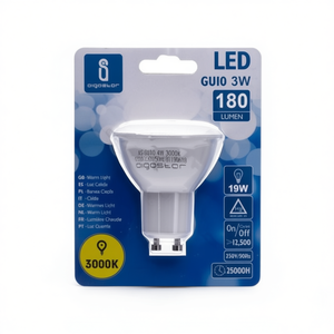 Lampadina LED A5 GU10 a Risparmio Energetico 3W 3000K, Sorgente Luminosa in Plastica, Garanzia di 3 Anni, Uso Residenziale, Modello ES 176174 - Product Image 2