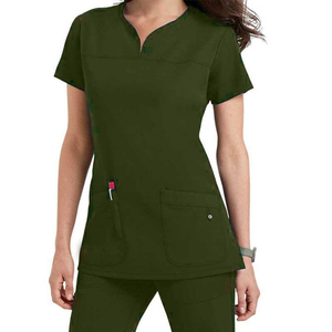 Women's Coral <b>Scrub</b> <b>Set</b> With V-Neck Top And Drawstring Pants Hospital Uniforms - Product Image 5