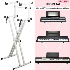 Heavy Duty Metal 2-Tier Double X Foldable Keyboard <b>Stand</b> Adjustable 5-Core DJ <b>Controller</b> <b>Stand</b> - Product Image 4
