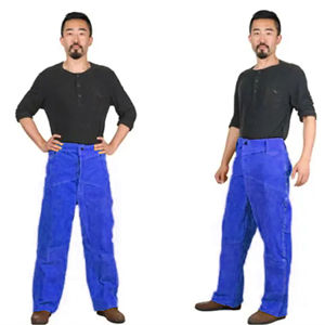 Pantalon de soudeur en cuir de vachette de qualité supérieure, résistant, pour la protection des jambes, vêtements de travail pour la construction et la soudure - Product Image 1