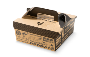 Kraft Paper Self-Erecting <b>Square</b> Chicken Box Handle 200x200x92mm Four-Color Custom Logo Printing Food Packaging for Whole Fried - Product Image 4
