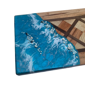 Planche à découper moderne en bois avec résine bleue, design champêtre, finition miroir haute brillance, durable, décoration de cuisine, cadeaux, réutilisable - Product Image 6