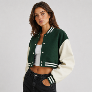 Chaqueta universitaria corta para mujer, cómoda, con costuras duraderas y estilo clásico inspirado en la universidad para uso diario. - Product Image 3