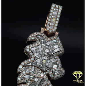 <b>Custom</b> Gothic Letter <b>Name</b> Pendant Iced Out Baguette Moissanite Diamond Hip Hop <b>Necklace</b> Personalized Initial Jewelry - Product Image 6