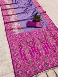 Lo Último en Moda Femenina: Saree de Seda Pashmina con un Textura Suave y Lujosa, con Borde Paisley en el Pallu y Piezas de Blusa Sin Arrugas para Fiesta - Product Image 6