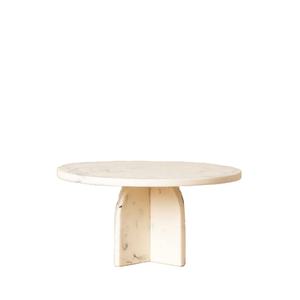 Support à gâteau architectural en marbre blanc avec base en pierre sculptée, présentoir à desserts moderne pour une mise en scène de table de luxe, best-seller - Product Image 1