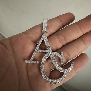 Pendentif Lettre Iced Out en Argent 925 avec Diamant Moissanite VVS, Plaqué Rhodium, Charme Unisexe de Luxe, Pendentif Moderne pour Usage Quotidien - Product Image 5