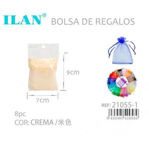 Sacchetti Regalo in Organza Ilan 7x9 Cm Colore Crema 8 Pezzi per Regali - Product Image 2