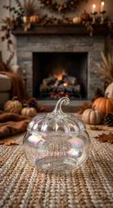 Pumpkin Shape <b>Glass</b> <b>Candle</b> <b>Jar</b> Clear Decorative <b>Candle</b> Holder Lid Heat Resistant Multifunction Christmas Easter Decor Handmade - Product Image 5
