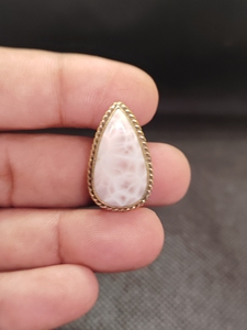 UDGEMS Women's Natural Pink Larimar Brass Groove Pendant Bezel Setting | Handmade Gold Plated Sporty Christian Gemstone Jewelry - Product Image 2