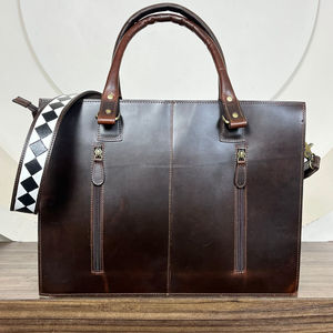 Custom Modern Design <b>Hand</b> Tooled Cowhide Leather Tote <b>Bag</b> Handcrafted Cowhide & Checkerboard Pattern Western Style Shoulder <b>Bags</b> - Product Image 5
