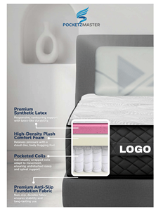 Matelas à ressorts compressés de qualité supérieure Pocketz Master Malaysia Factory, tissu respirant, enroulé dans une boîte, personnalisable - Product Image 2