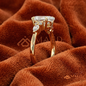 Gold Oval Cut Moissanite Ring Leaf Accent Engagement Ring Elegant Bridal Jewelry for Women Gift - Product Image 2