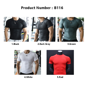 Customize Sportswear Top Athletic Quickly Drying Tight Sport Bodybuilding <b>Polyester</b> <b>T</b> <b>Shirt</b> Mens Fitness <b>Shirts</b> Gym <b>Shirts</b> Men - Product Image 6