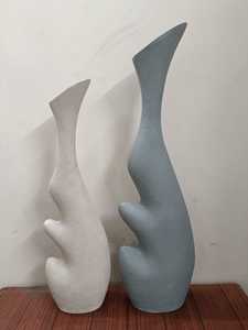 Modern Aluminum Matte Textured Asymmetric Tall Slim Eco-Friendly Lightweight Tabletop <b>Vase</b> Holds Water <b>Unique</b> Design - Product Image 1