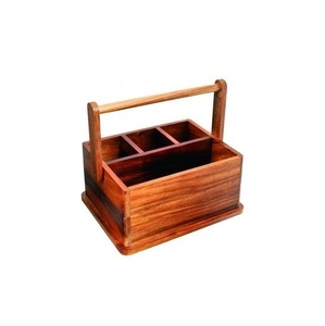 Porte-ustensiles en bois multifonctionnel, durable et luxueux, fait à la main, pour le comptoir de cuisine, outils de cuisine, baguettes/cuillères/fourchettes - Product Image 1