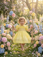 Robe d'été superposée faite main pour bébé fille Bonbiti, broderie smockée à la main, style anglais, longueur genou, prix de gros pour enfants