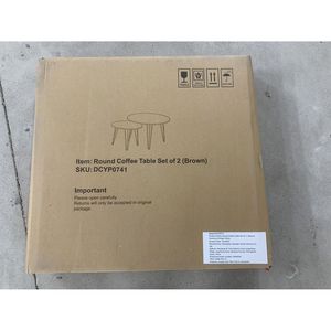 Set di 2 tavolini da caffè impilabili da 27,56 pollici con piano circolare in legno e robusta base in metallo - Collezione di tavolini rotondi Liv's - Product Image 2